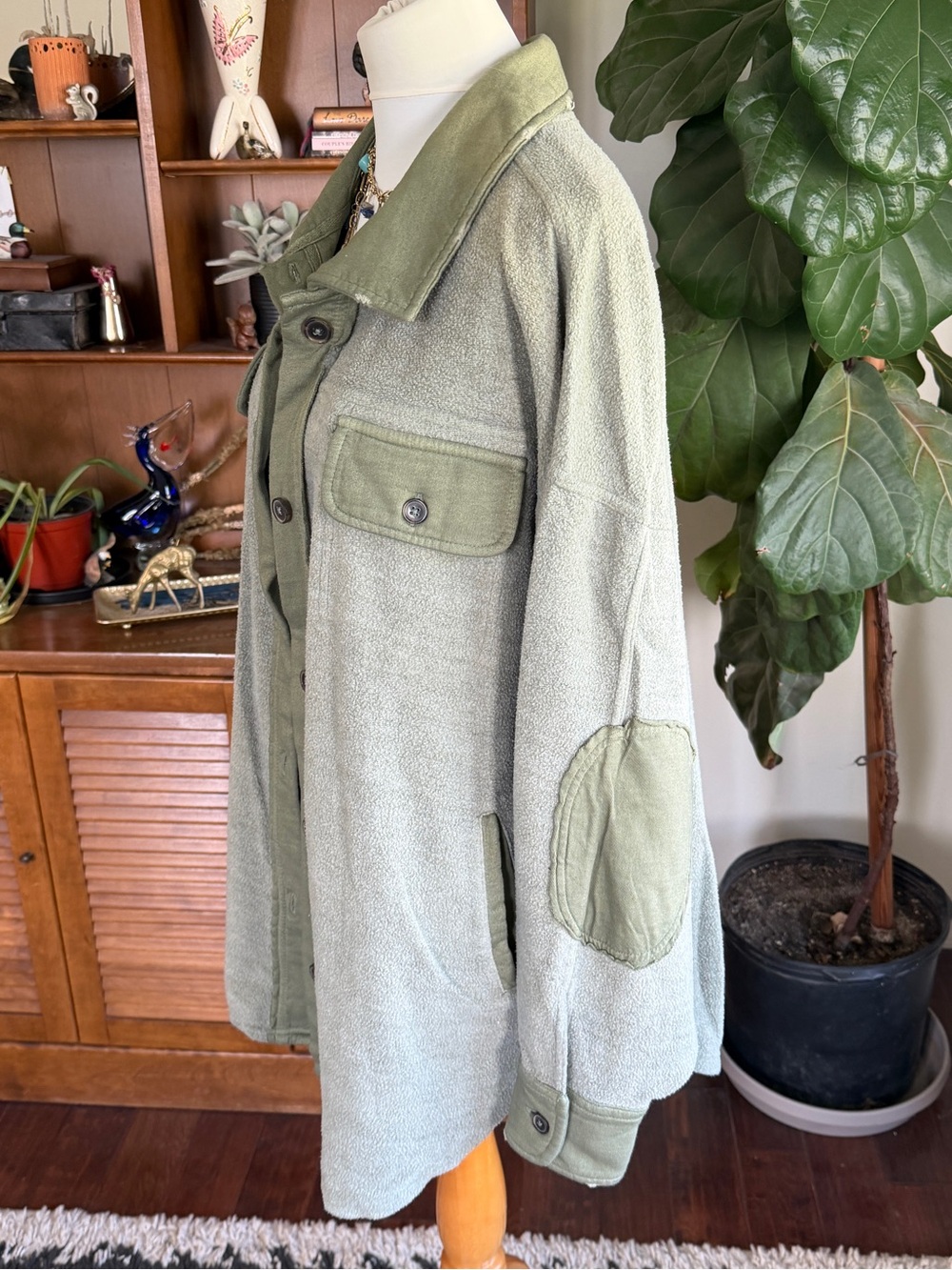 Free People Jaded Green Ruby Shacket Shirt Jacket S NWT - Picture 9 of 15